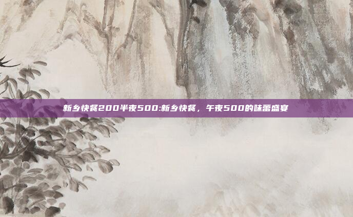 新乡快餐200半夜500:新乡快餐，午夜500的味蕾盛宴