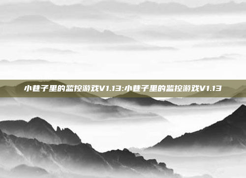 小巷子里的监控游戏V1.13:小巷子里的监控游戏V1.13