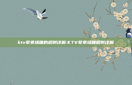 ktv荤素场睡的规则详解:KTV荤素场睡规则详解