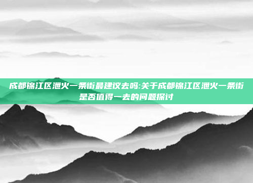 成都锦江区泄火一条街最建议去吗:关于成都锦江区泄火一条街是否值得一去的问题探讨